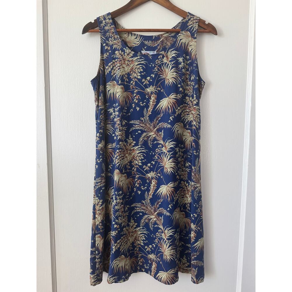 Reyn Spooner Vintage Dark Blue Sleeveless Hawaiian Tropical Dress Size S / M